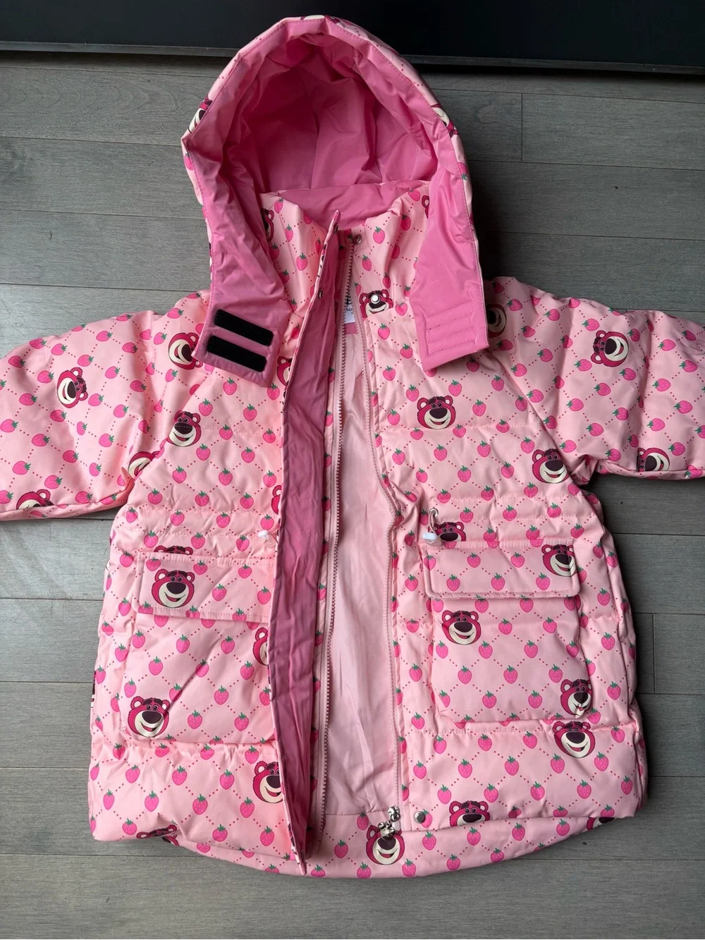 Girls Disney Baby Toddlers Pink Quilted Puffer Coat Jacket Toy Story Lotso Bear